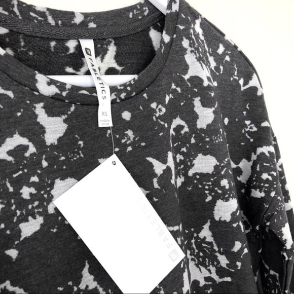 New FABLETICS Cotton Blend Burnout Sweatshirt Long Sleeve Gray White Sz 4 - Picture 5 of 12